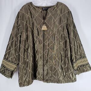 Maggie Barnes Women's Golden Brown Quilted Tassel  Full  Zip Jacket Size 1X